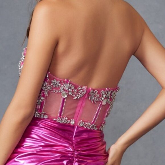 NEW FORMAL STRAPLESS COCKTAIL BODYCON BEADED DRESS W/ REMOVABLE SLEEVES JT938R - Picture 7 of 8